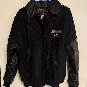 Jurassic Park Crew Black Leather Sleeve Varsity Jacket Witty Wear Toronto Large